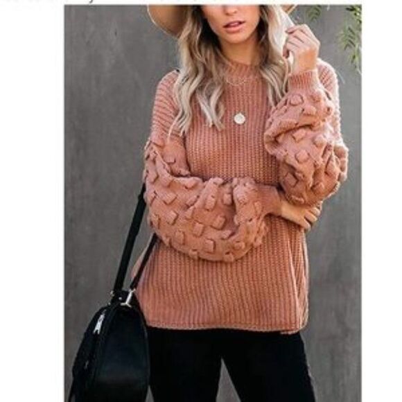 New Oversized Cluster Puff Sleeves Sweater - Picture 1 of 15